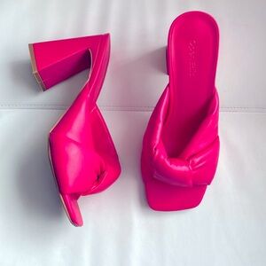 Pink chunky heeled sandals